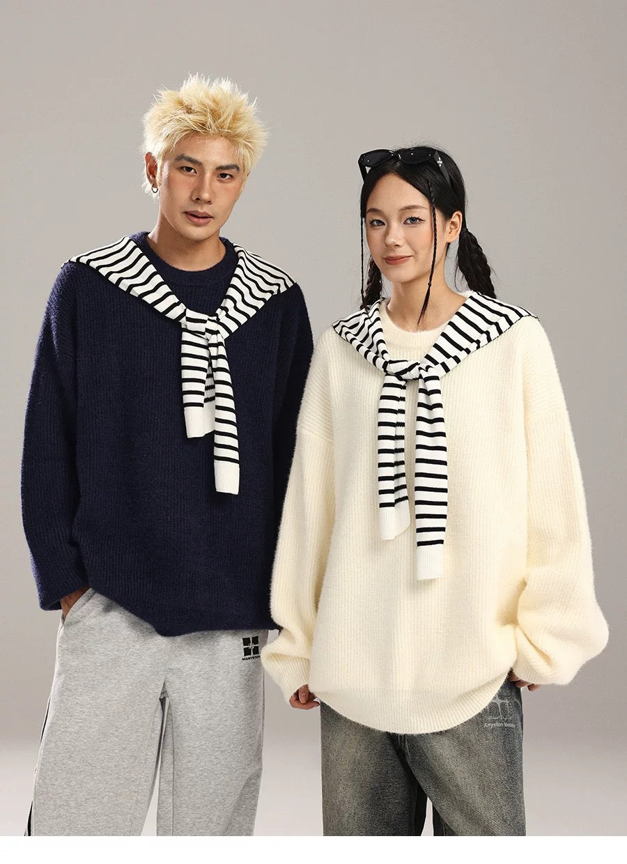 Suéter de punto estilo americano relajado para hombre S0023