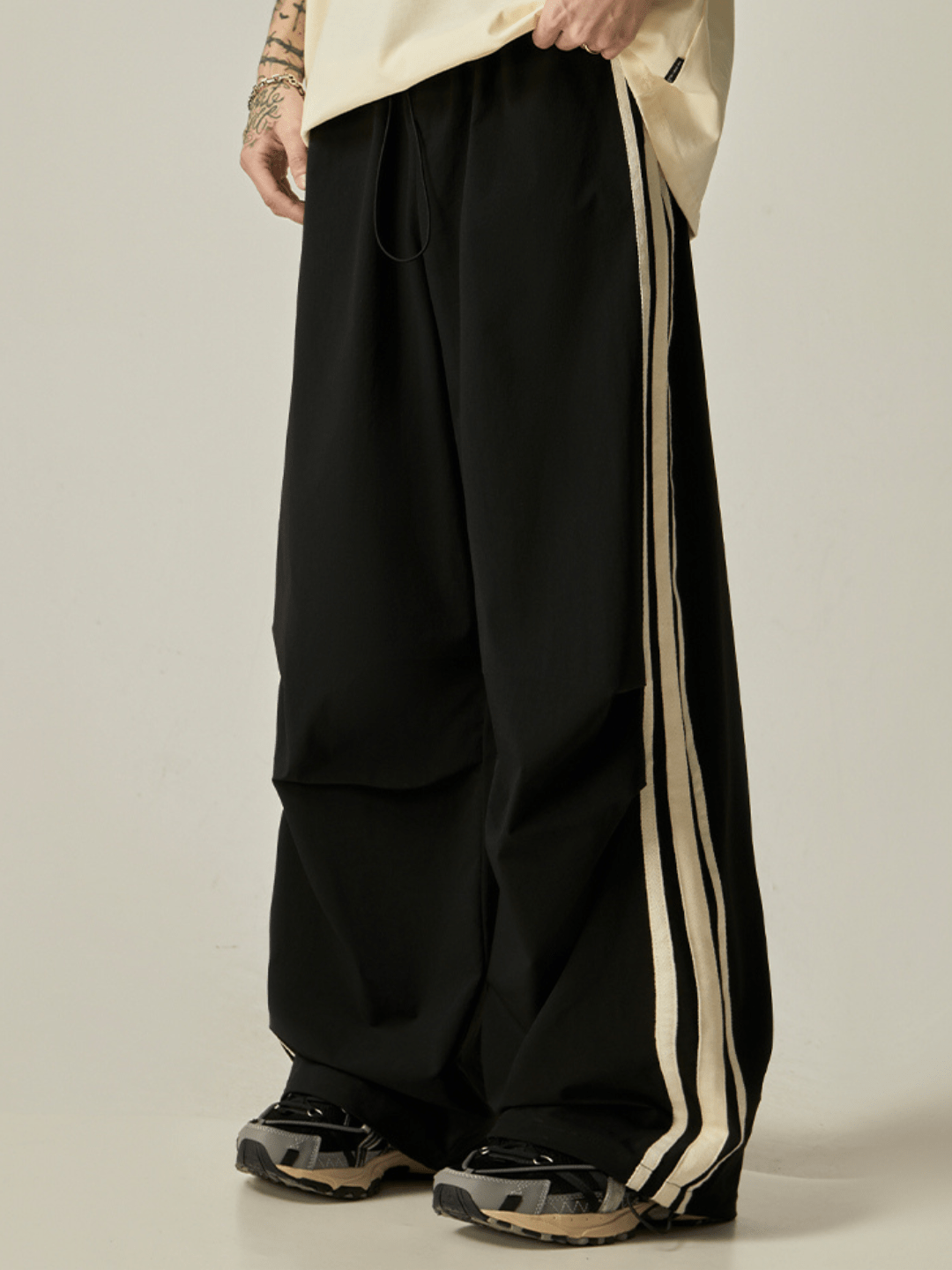 Striped loose wide-leg casual pants B0328