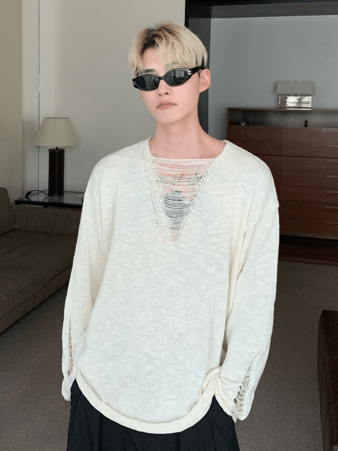 [CUIBUJU] V-neck loose trend within shirt J0115