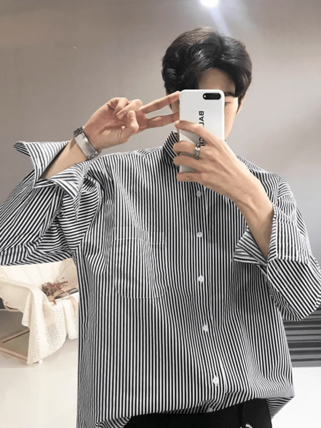 [MRCYC] Autumn long-sleeved striped shirt men J0113