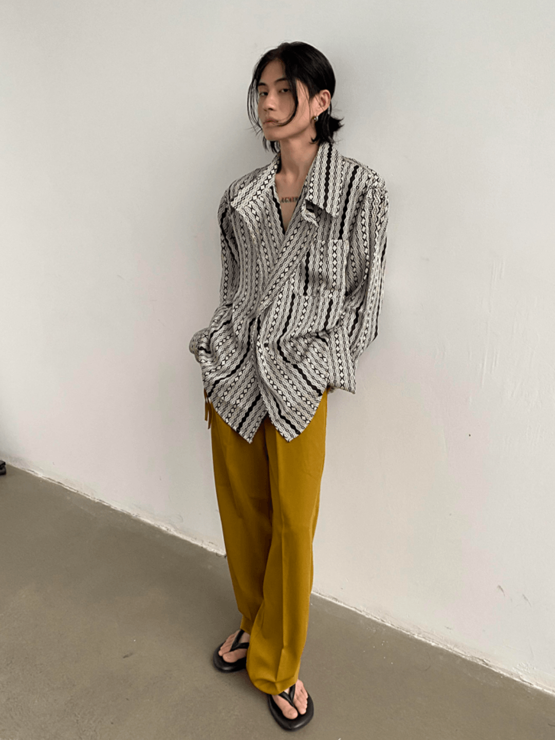 [GENESISBOY] silk drape loose shirt J0128