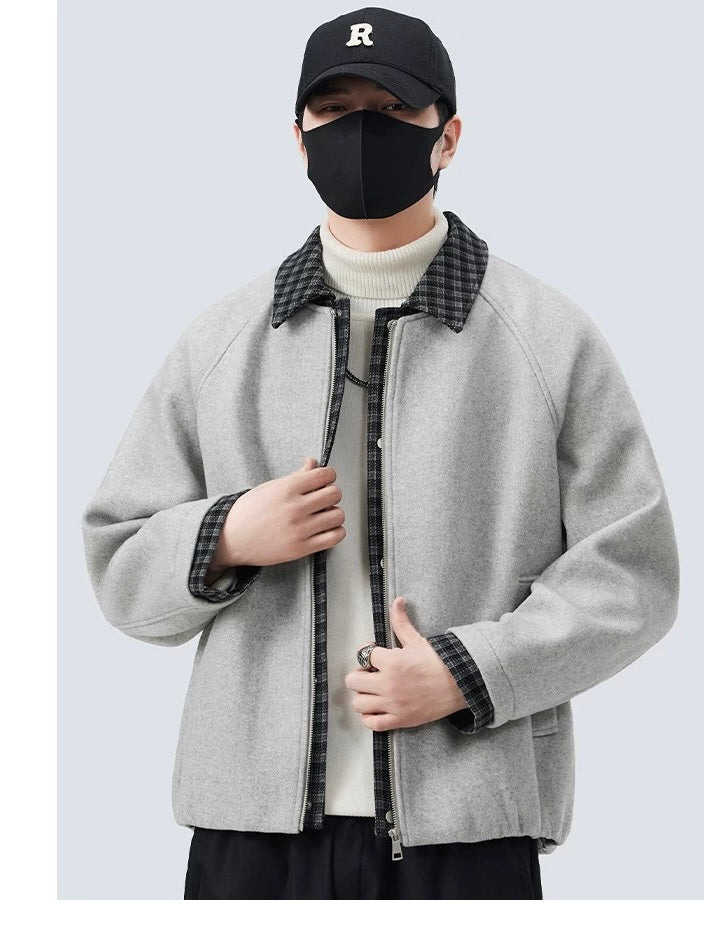 Chaqueta acolchada holgada de lana de oveja para hombre T0247