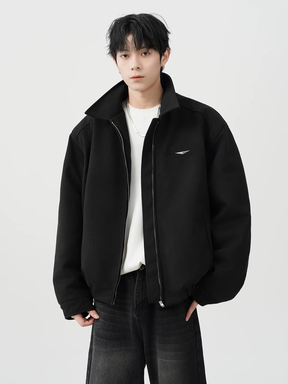 Chaqueta acolchada vintage americana – Abrigo retro de algodón con cuello vuelto para hombre T0022