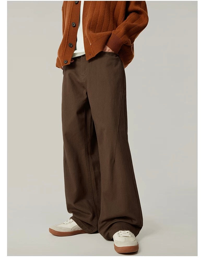 Men’s Loose Straight Wide-Leg Pants – American Minimalist Streetwear Trousers B0082