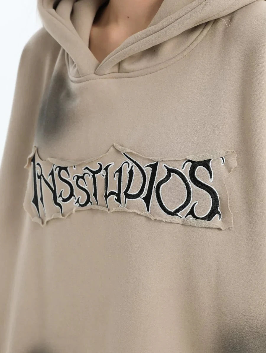 [INSstudios] SPRAY PAINT LOGO LOOSE HOODIE S0206