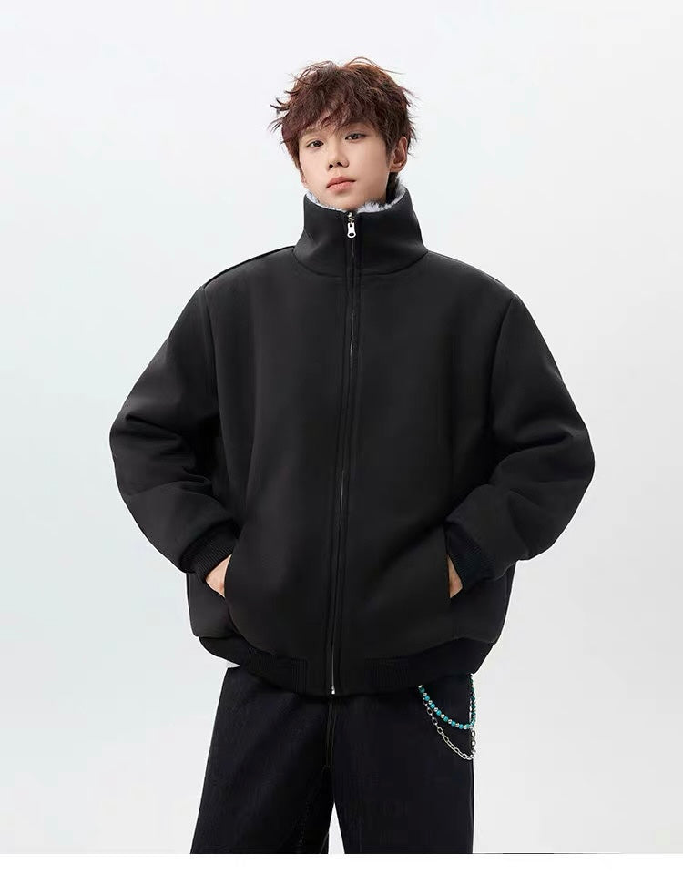 Chaqueta de invierno de felpa con cuello alto para hombre T0020