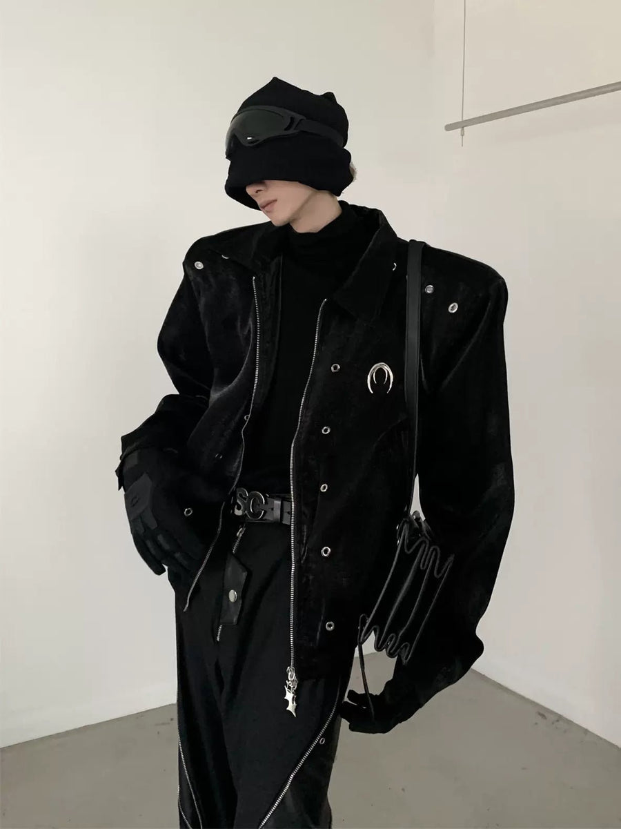 SHOULDER PADS SILHOUETTE LAPEL SHORT JACKET T0107