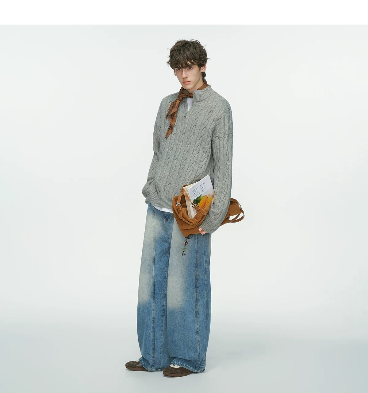 Men’s Old Money Half-Zip Cable Knit Sweater – Vintage Preppy Pullover Knitwear S0048