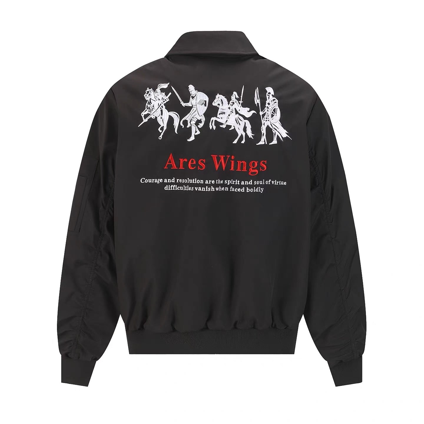 Men’s Embroidered Warhorse Letterman Bomber Jacket – American Street Vintage Flight Jacket T0065