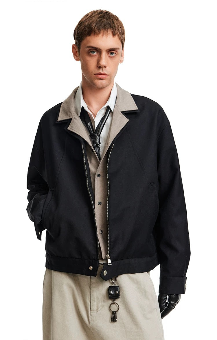 Men’s Deconstructed Layered Jacket – Vintage Minimal Street Outerwear T0058