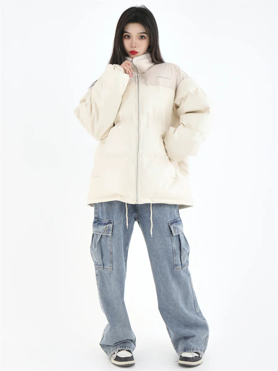 [INSstudios] PU LEATHER COTTON ZIPPER JACKET T0111