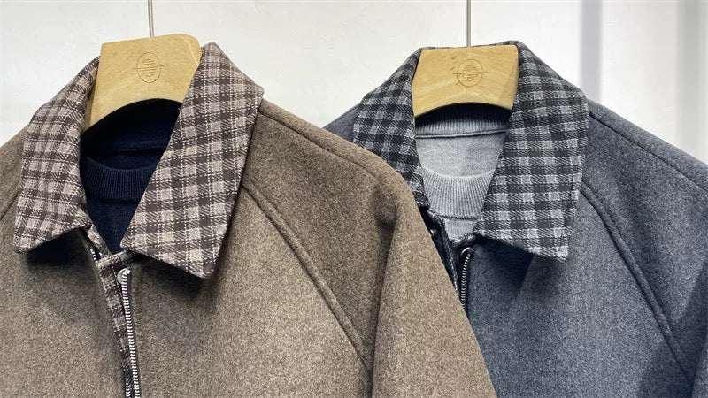 Chaqueta acolchada holgada de lana de oveja para hombre T0247