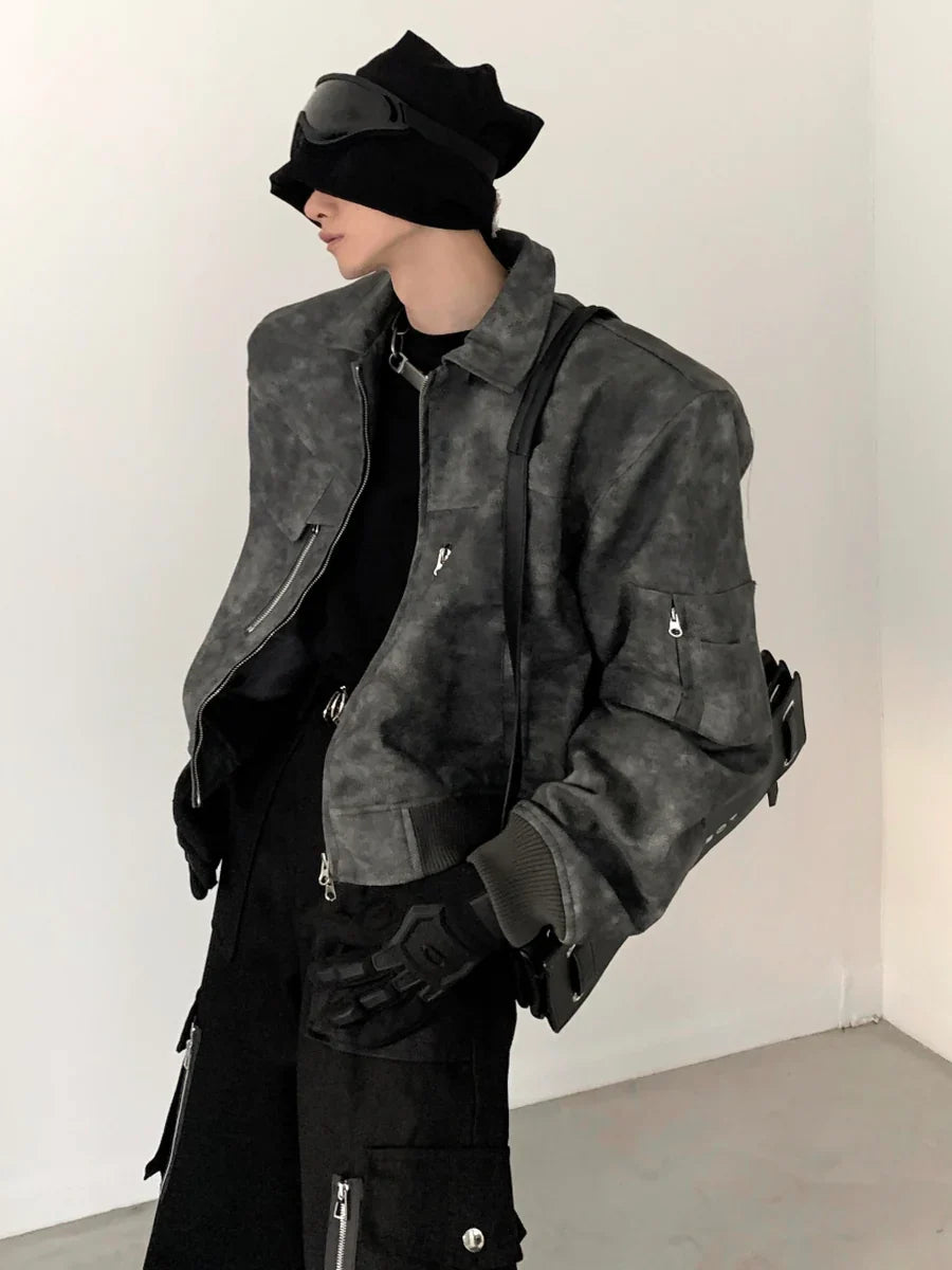 WASHED FROSTED LEATHER JACKETT0108