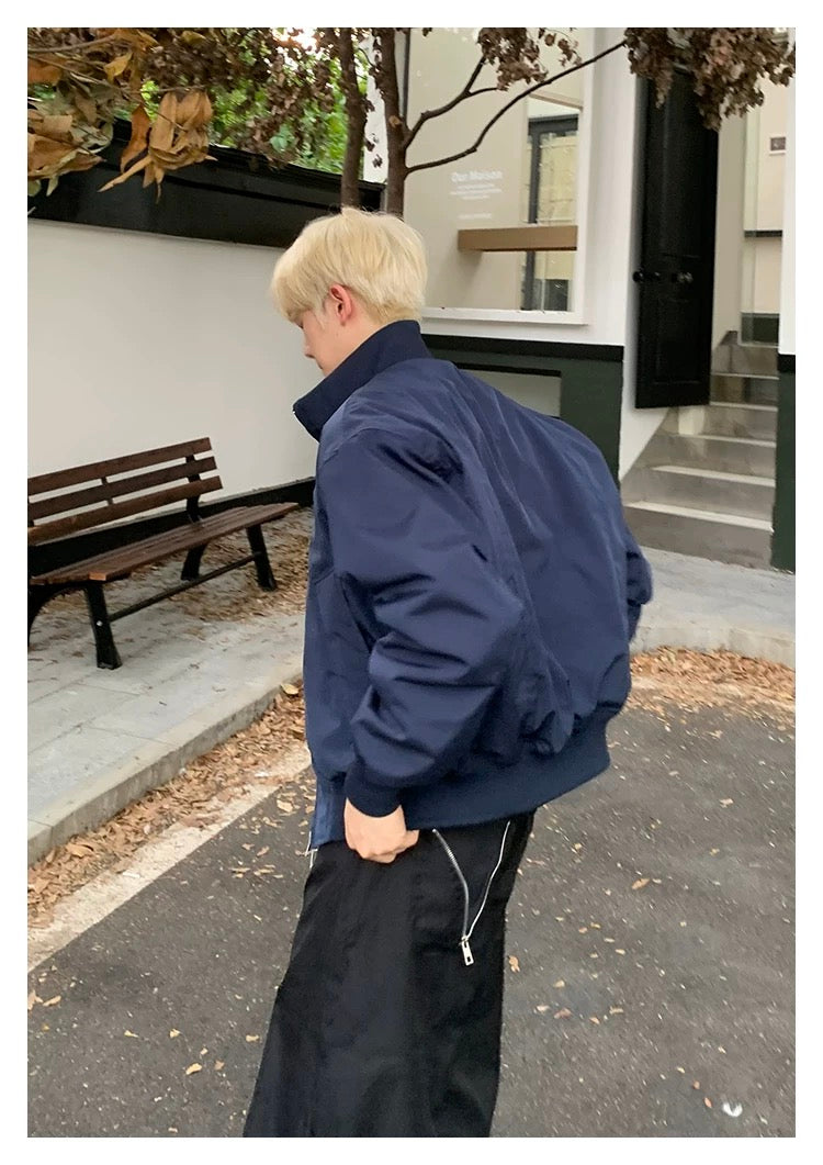 Men’s Short Padded Bomber Jacket – American Retro Street Winter Coat T0054