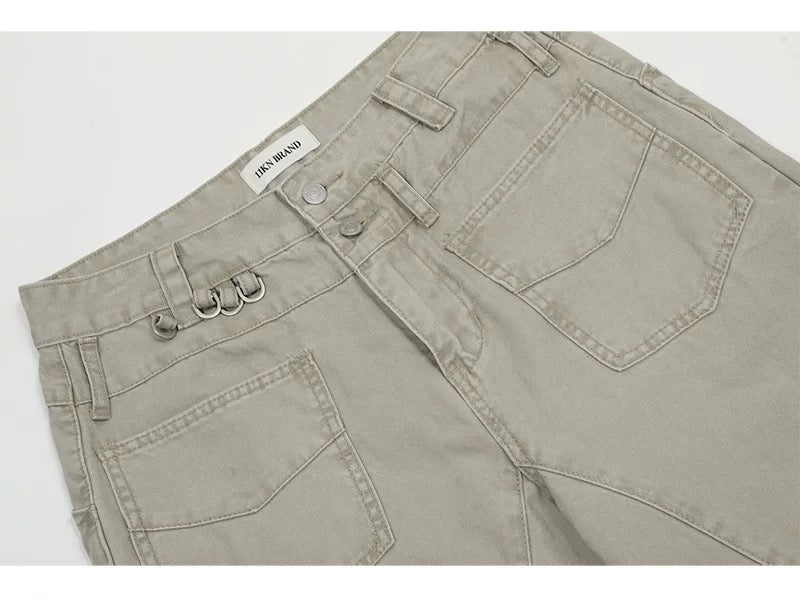 Men’s Vintage American Straight-Leg Cargo Pants – Retro Utility Streetwear Trousers B0045