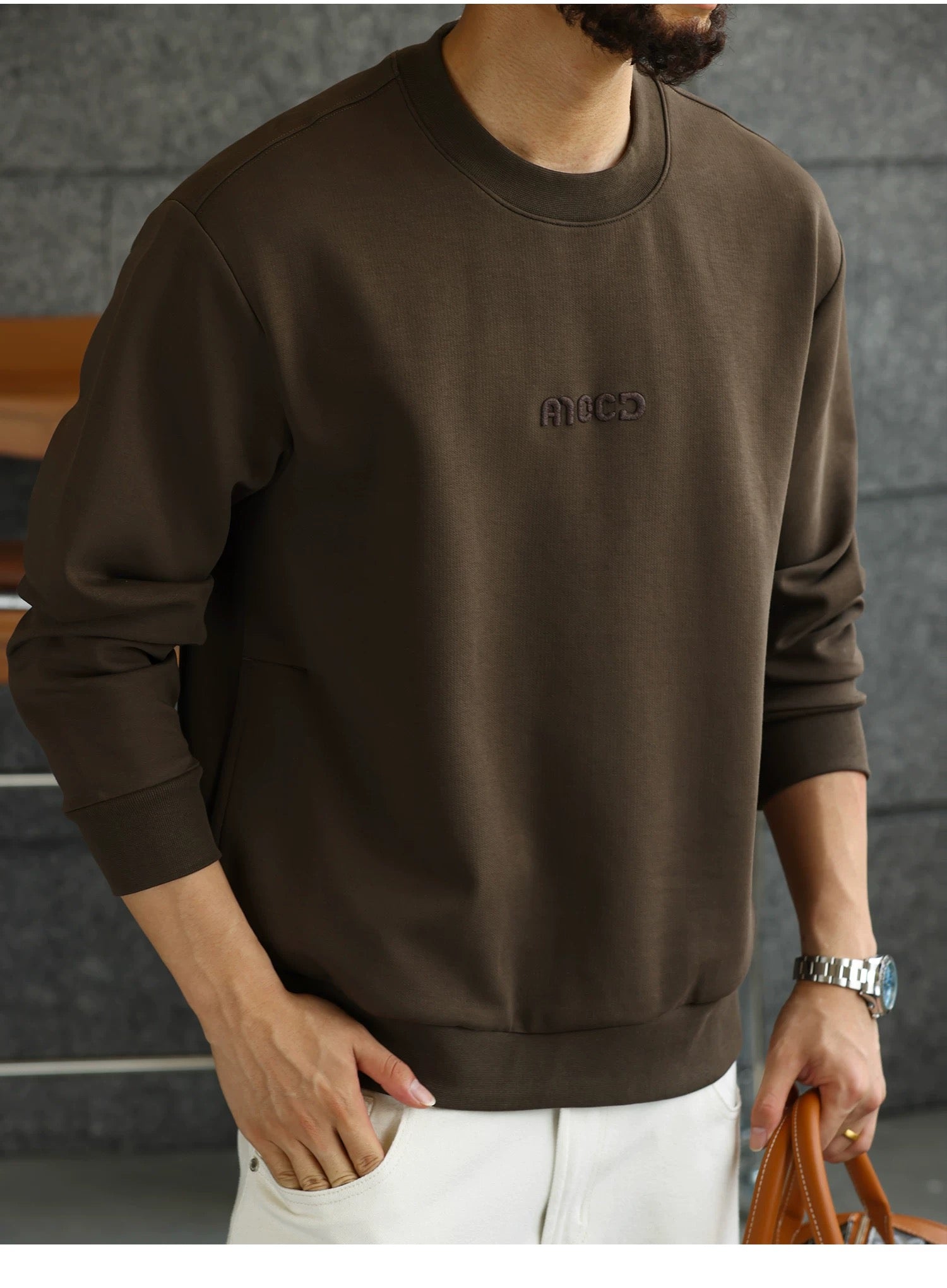 Men’s Air Cotton Embroidered Crewneck Sweatshirt S0018