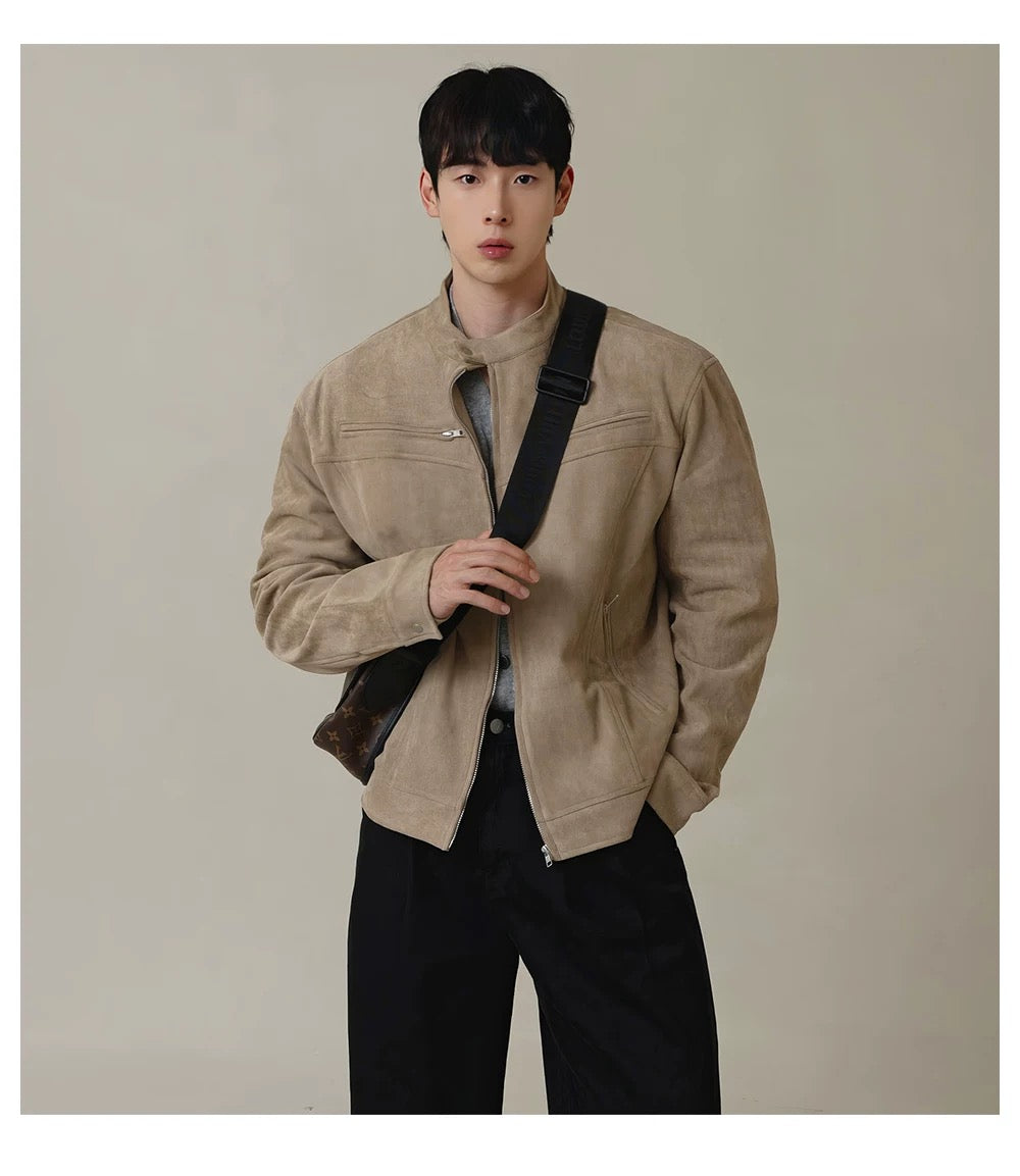 American Stand Collar Jacket – Vintage Streetwear Short Coat for Men T0033