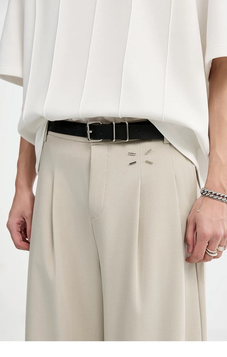 Wrinkle-Resistant Wool Embroidered Trousers - Men's Autumn Straight Leg Tencel Acetate Casual PantsB0103