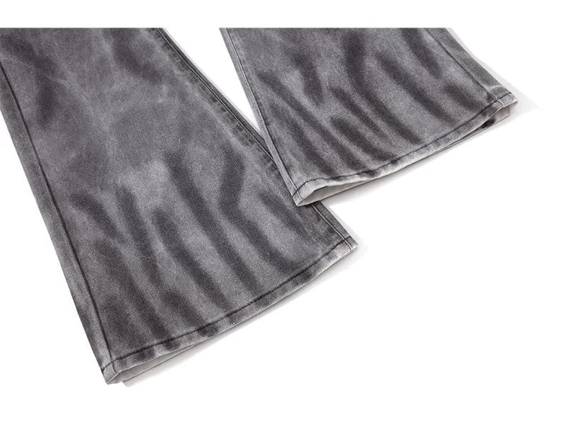 Men’s Smoke Washed Vintage Jeans – Distressed American Street Denim Pants B0066