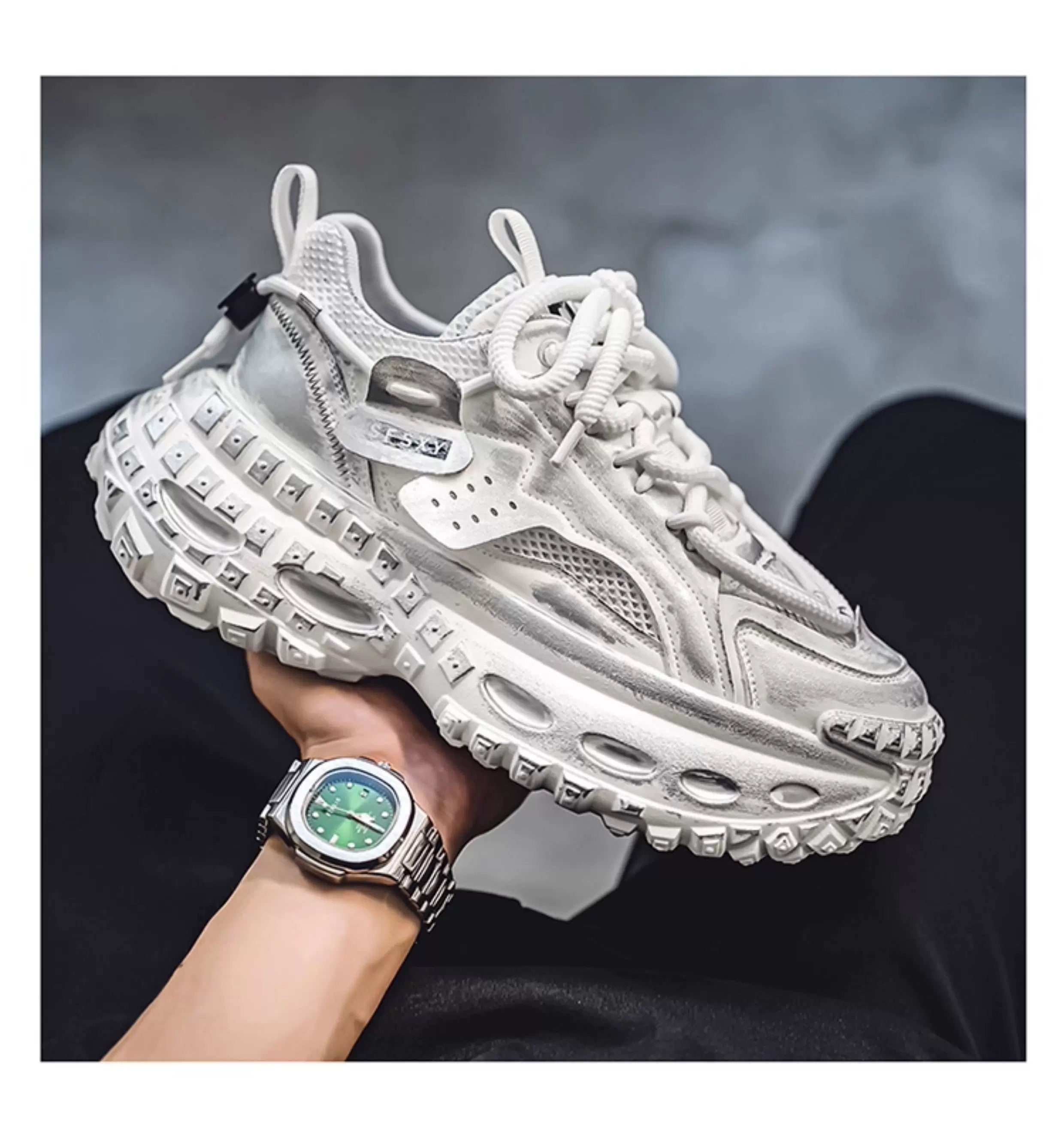 Zapatillas deportivas gruesas para hombre, zapatos de plataforma con suela de neumático, estilo urbano, informales, para correr, 2025