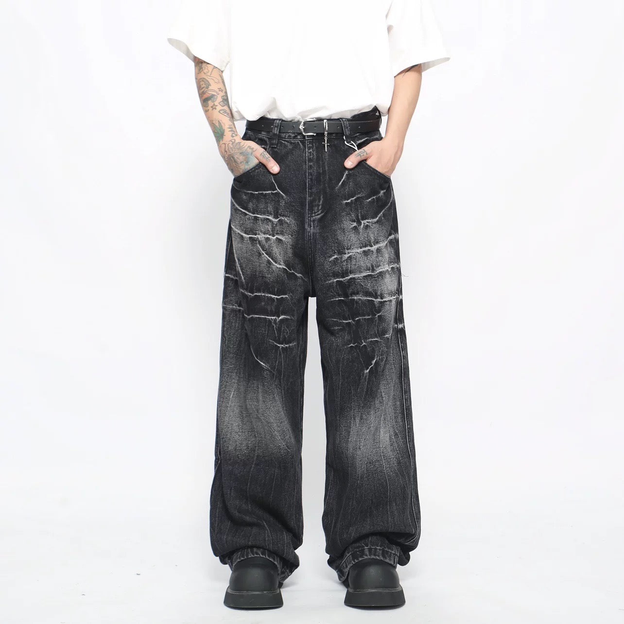 Men’s American Vintage Wide-Leg Denim Jeans B0025