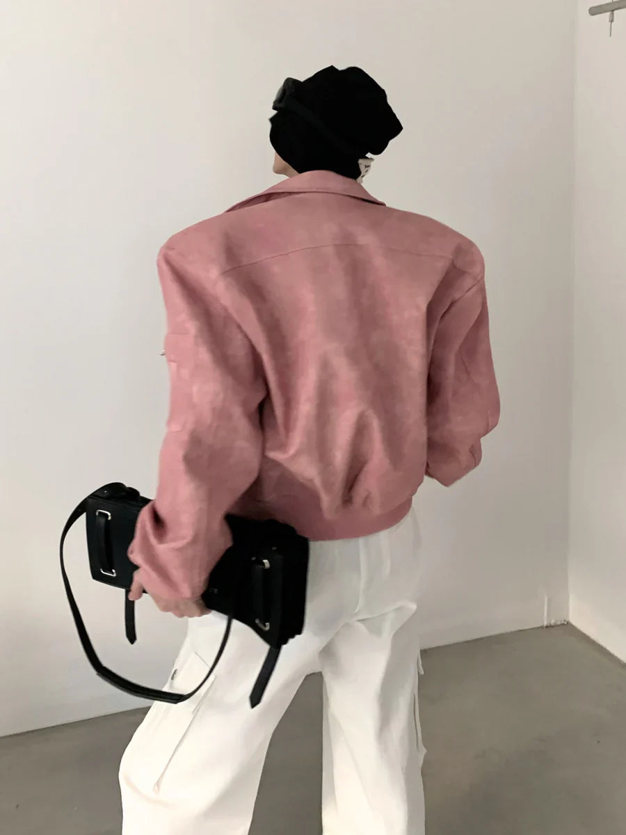 WASHED FROSTED LEATHER JACKETT0108