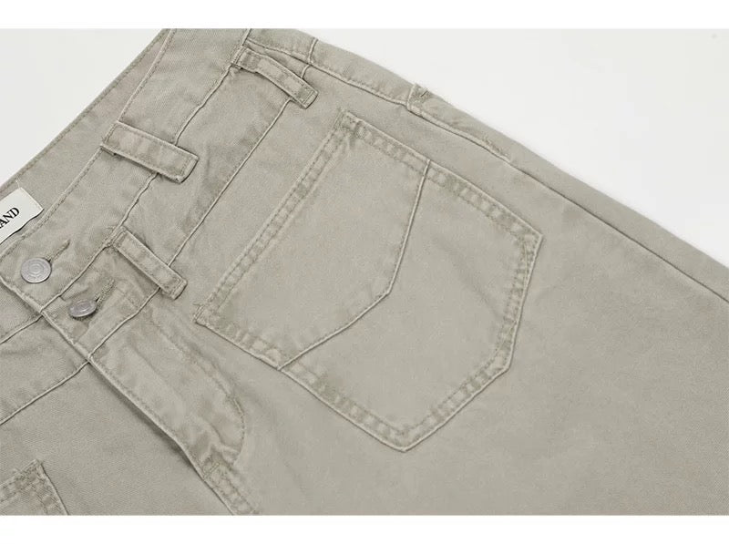 Men’s Vintage American Straight-Leg Cargo Pants – Retro Utility Streetwear Trousers B0045