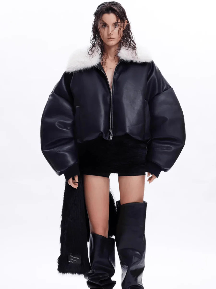 COTTON LEATHER JACKET T0090