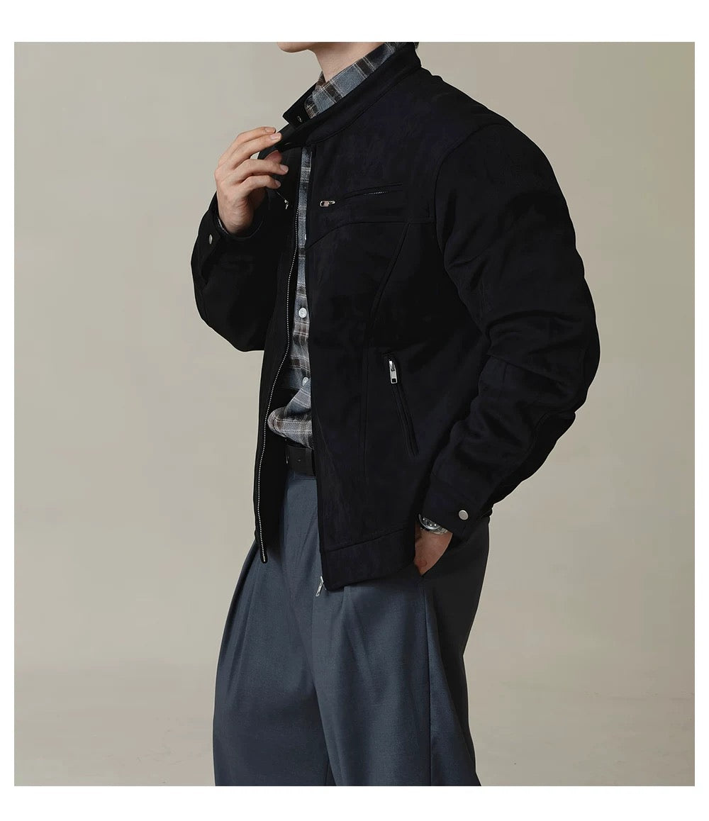 American Stand Collar Jacket – Vintage Streetwear Short Coat for Men T0033