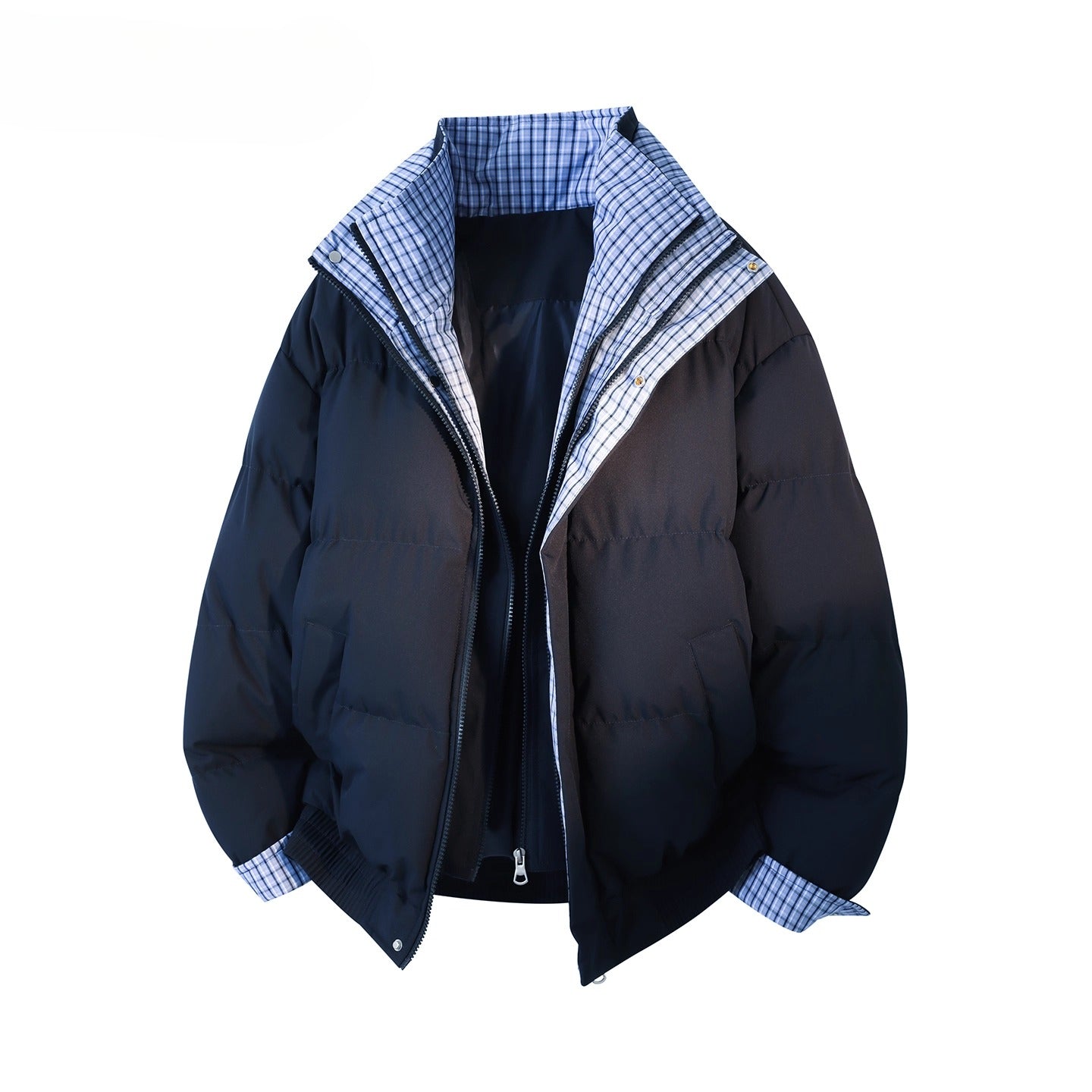 Contrasting color stand-up neck cotton jacket T0082