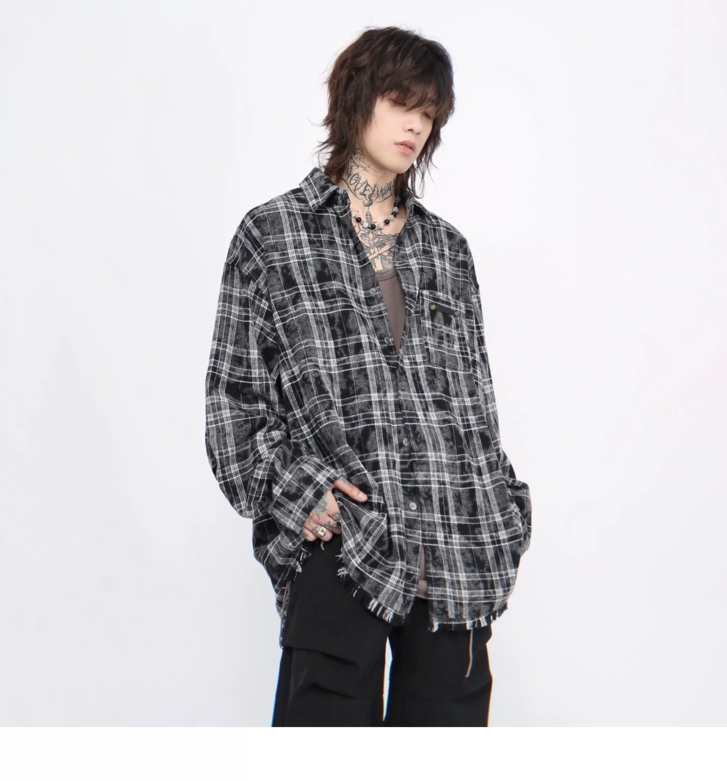 Men’s Plaid Overshirt Jacket – American Casual Vintage Streetwear Outerwear S0052