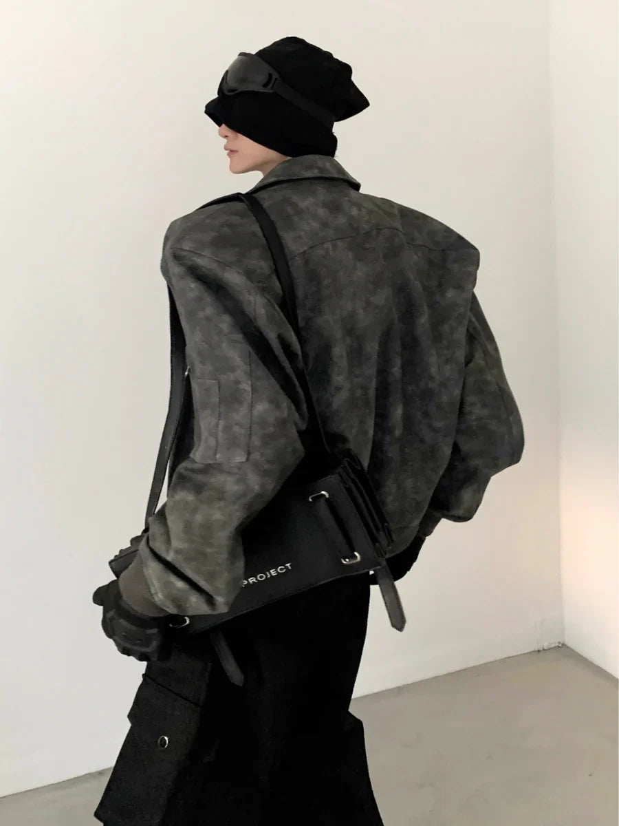 WASHED FROSTED LEATHER JACKETT0108