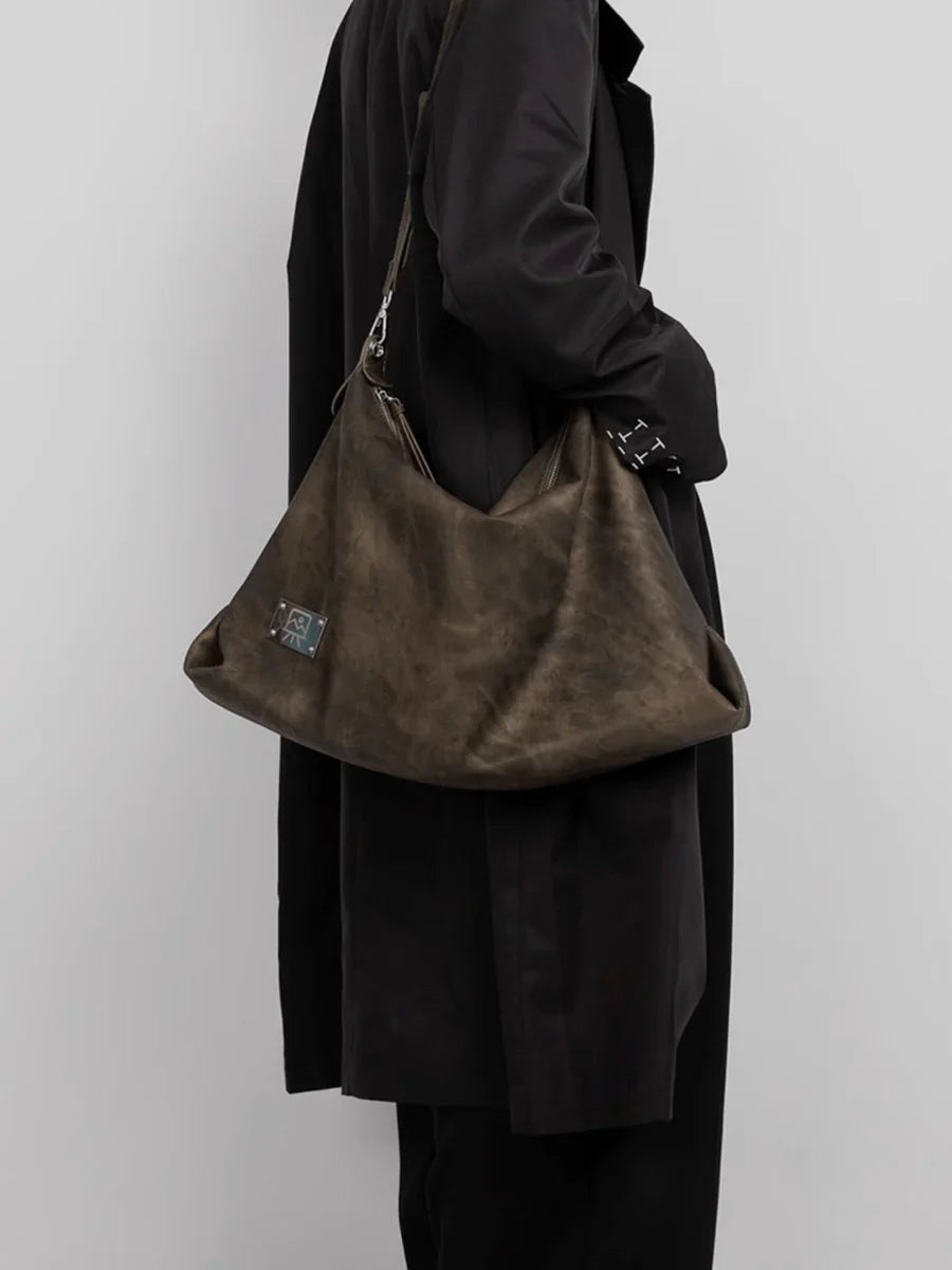 [LUCKYSTUDIO]LARGE SOFT LEATHER SHOULDER CROSSBODY BAG A0038