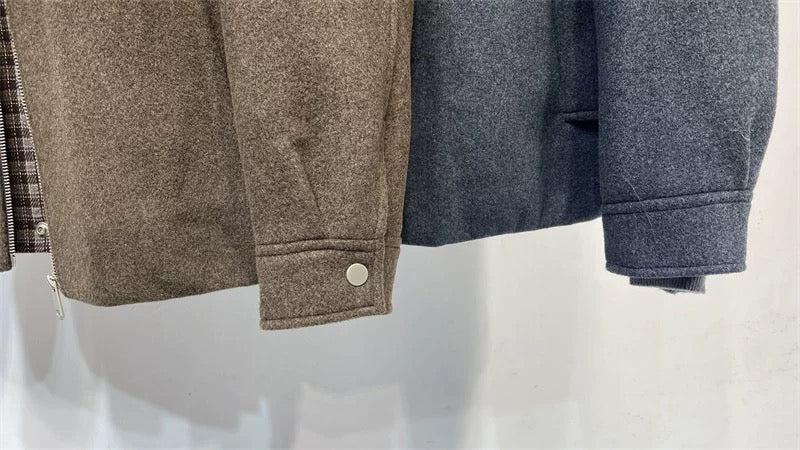 Chaqueta acolchada holgada de lana de oveja para hombre T0247