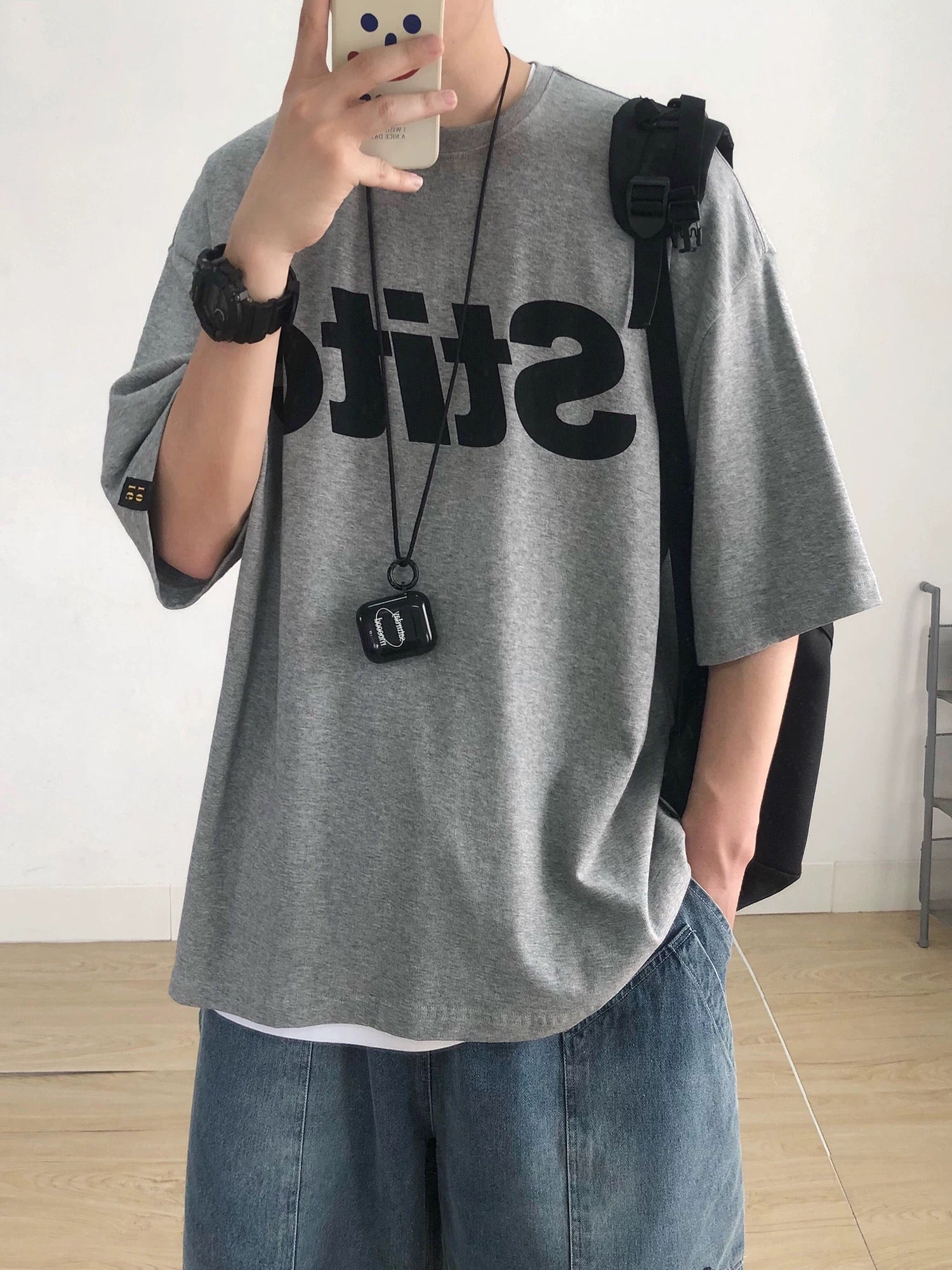 Heavyweight 300g Cotton T-Shirt, Oversized Men's Short Sleeve with Print, Summer Streetwear Fashion T0005