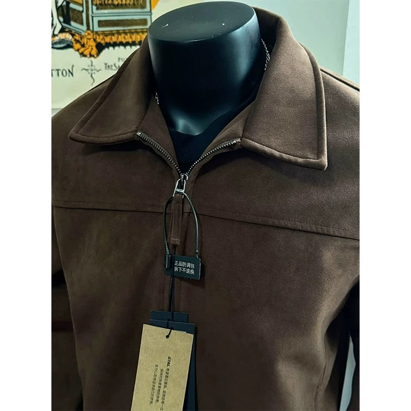 Chaqueta vintage americana con cuello de ante para hombre T0251