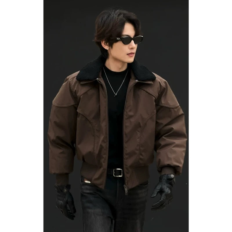 Chaqueta corta retro con cuello desmontable para hombre T0019