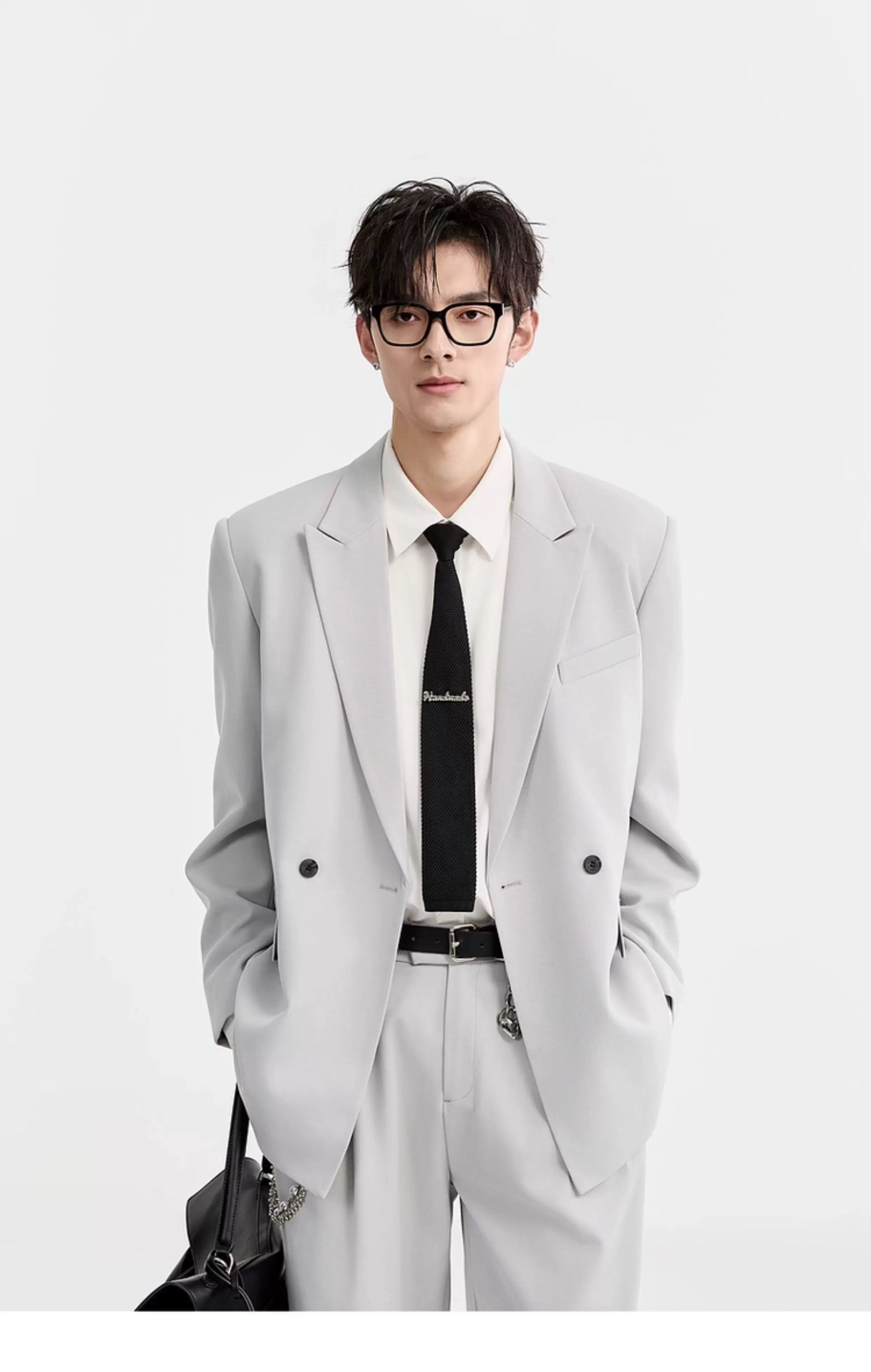 Blazer de lana Tencel Premium - Chaqueta informal de gran tamaño y botonadura sencilla para hombre, para todas las estaciones, T0045