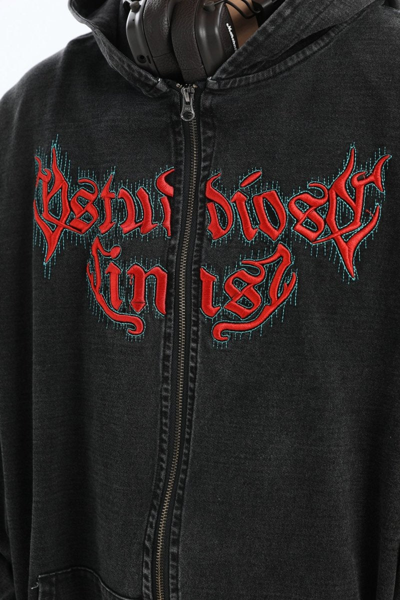 [INSstudios] GOTHIC LETTER LOGO DENIM JACKET T0098