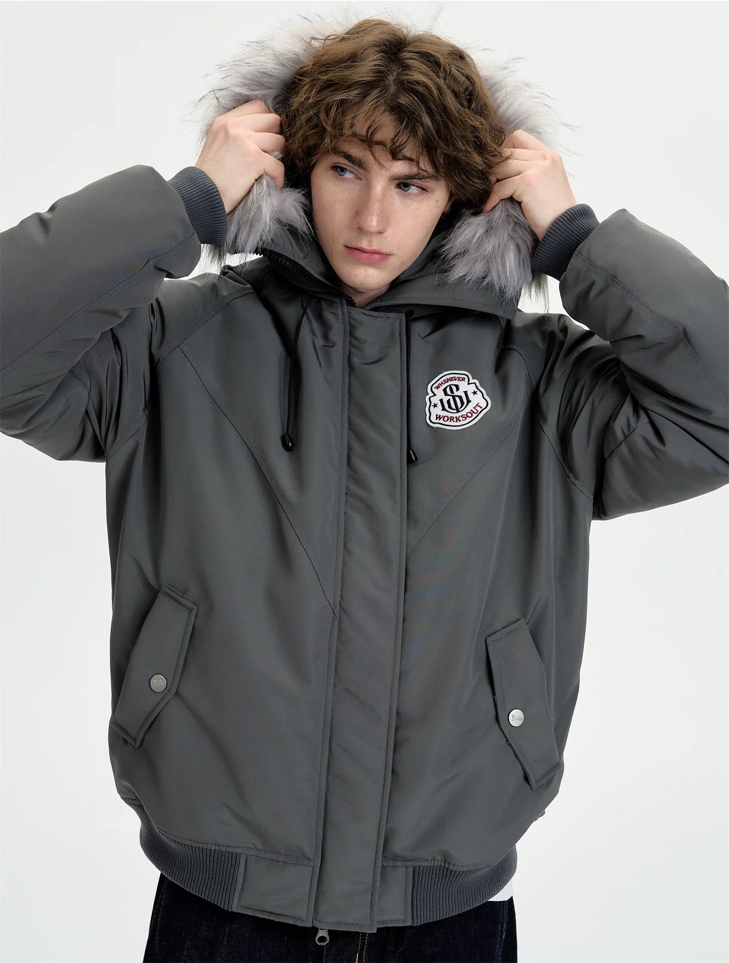 Detachable Fur Hooded Parka – Vintage American Winter Cotton Jacket T0030