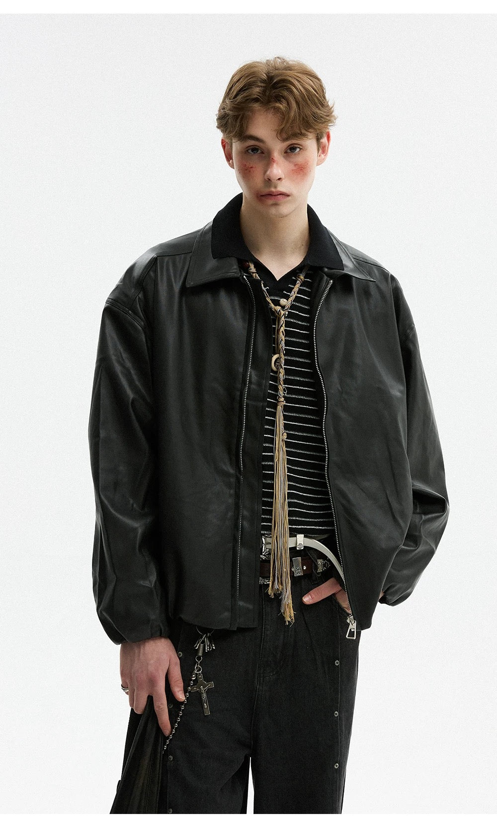 Men’s Vintage American PU Leather Jacket T0007