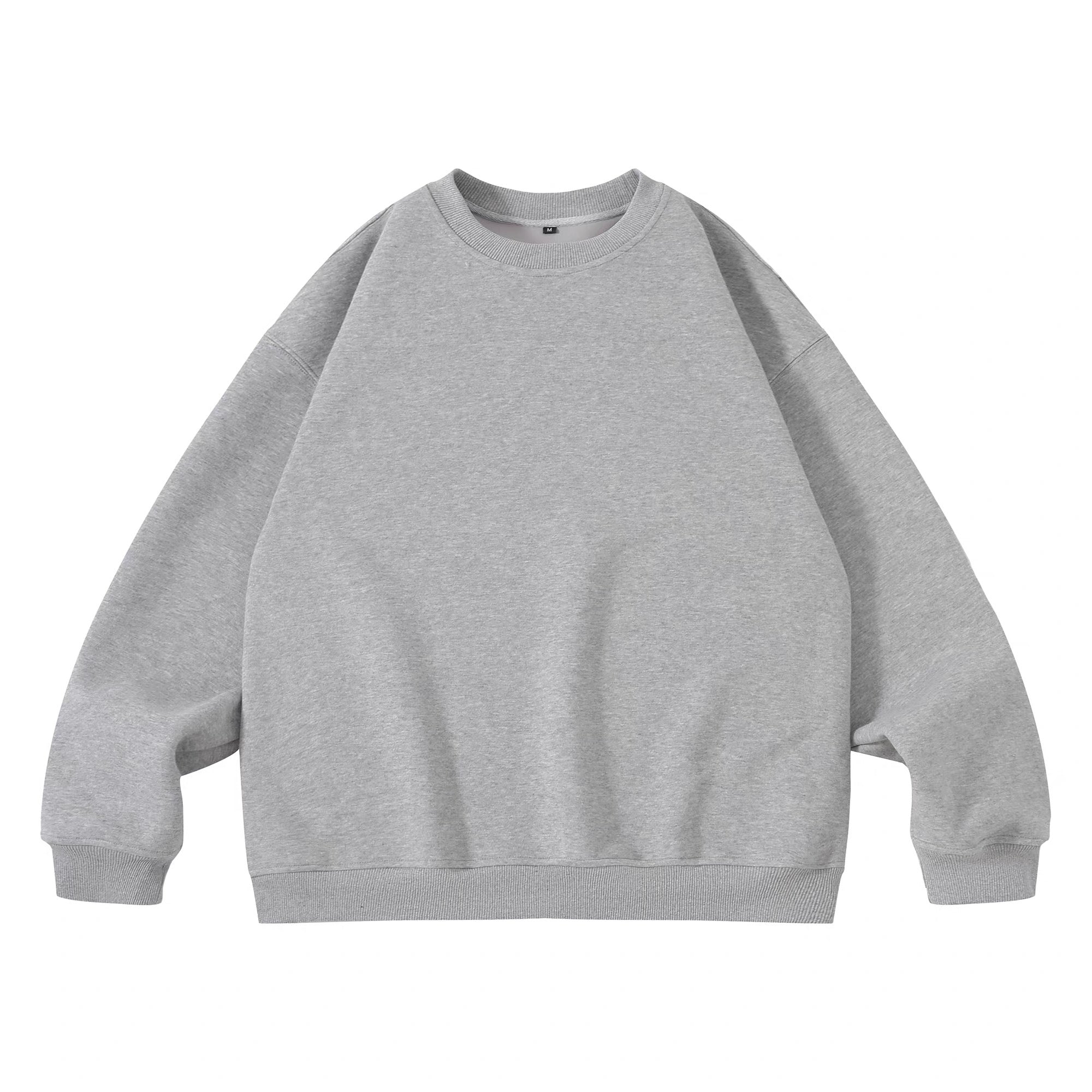 Sudadera de cuello redondo de color liso y peso pesado para hombre, prenda informal esencial para todas las estaciones T0003