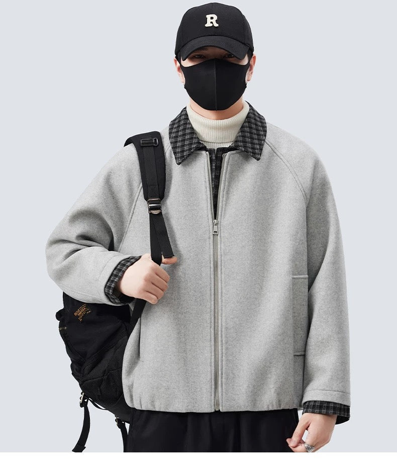 Chaqueta acolchada holgada de lana de oveja para hombre T0247