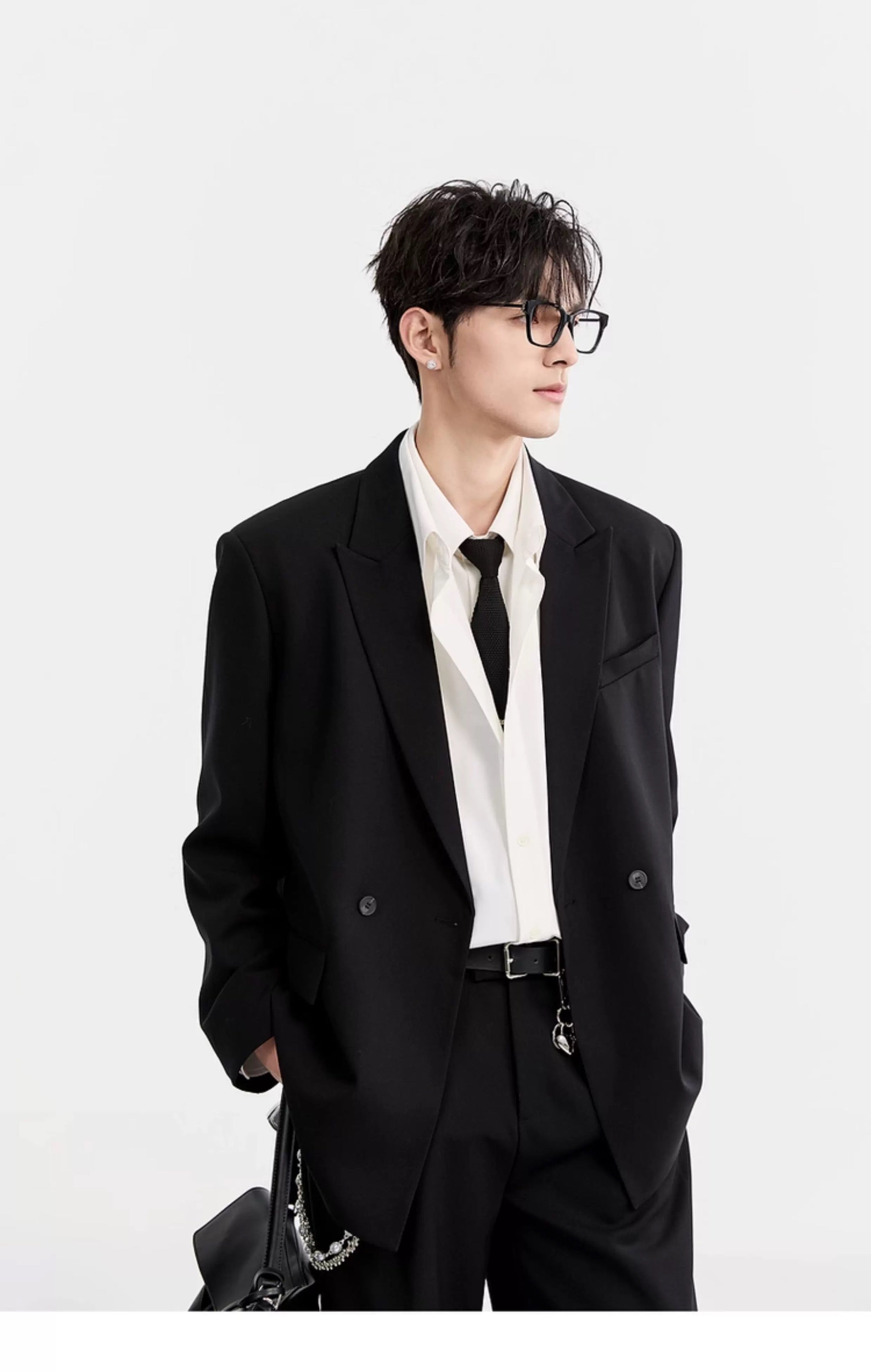 Blazer de lana Tencel Premium - Chaqueta informal de gran tamaño y botonadura sencilla para hombre, para todas las estaciones, T0045