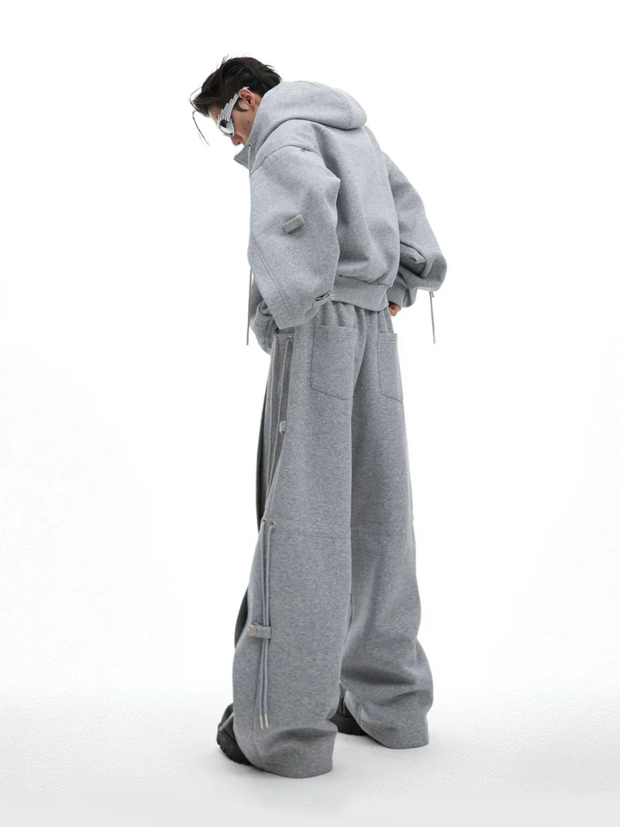 LOOSE HOODED SWEATER JACKET + BOTTOMS S0059