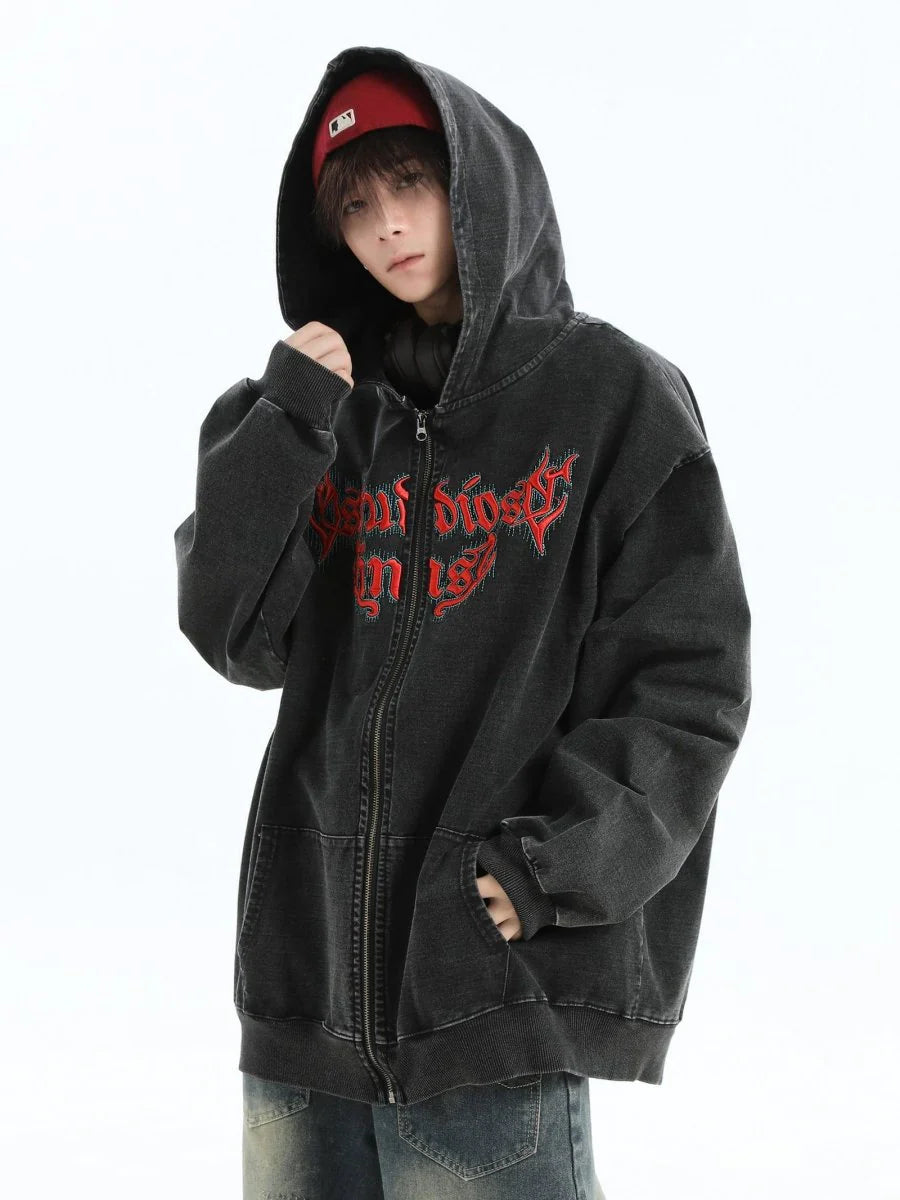 [INSstudios] GOTHIC LETTER LOGO DENIM JACKET T0098