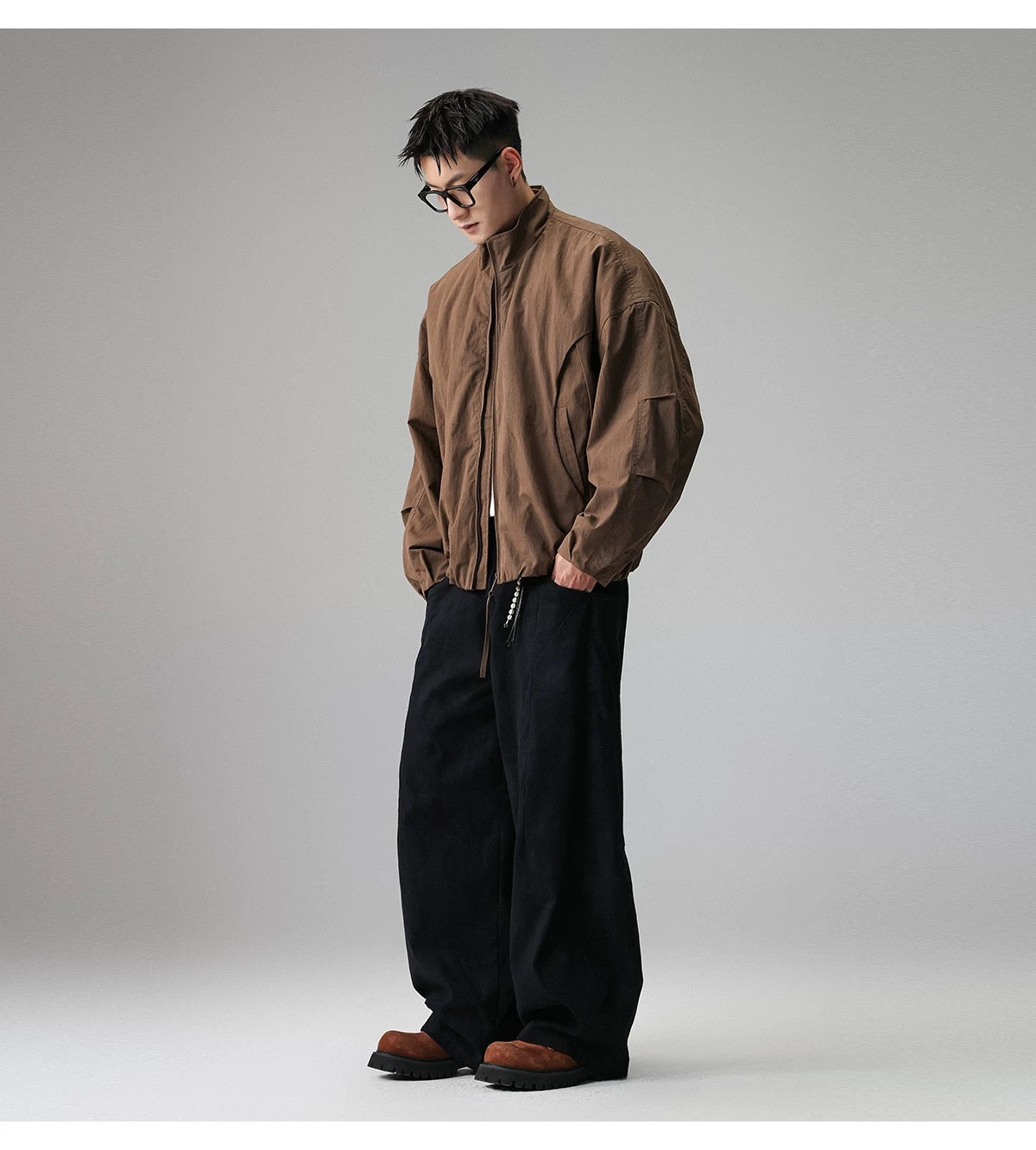 American Stand-Collar Jacket – Vintage Minimalist Streetwear Outerwear T0025