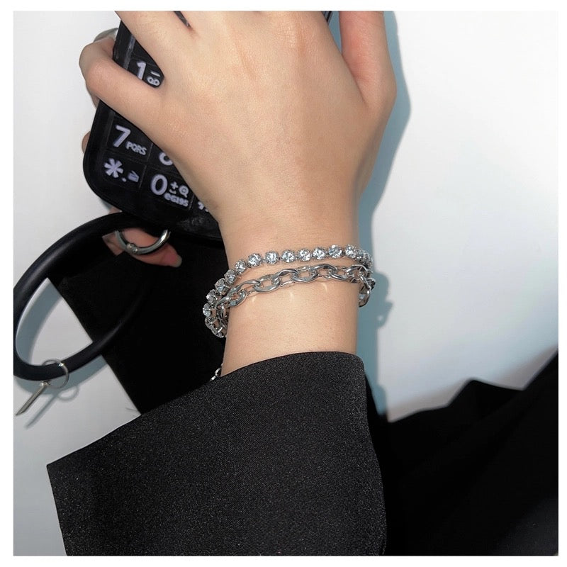 Pulsera de diamantes para hombre | Joyería minimalista de lujo estilo hip hop con diseño de diamantes de imitación O0004