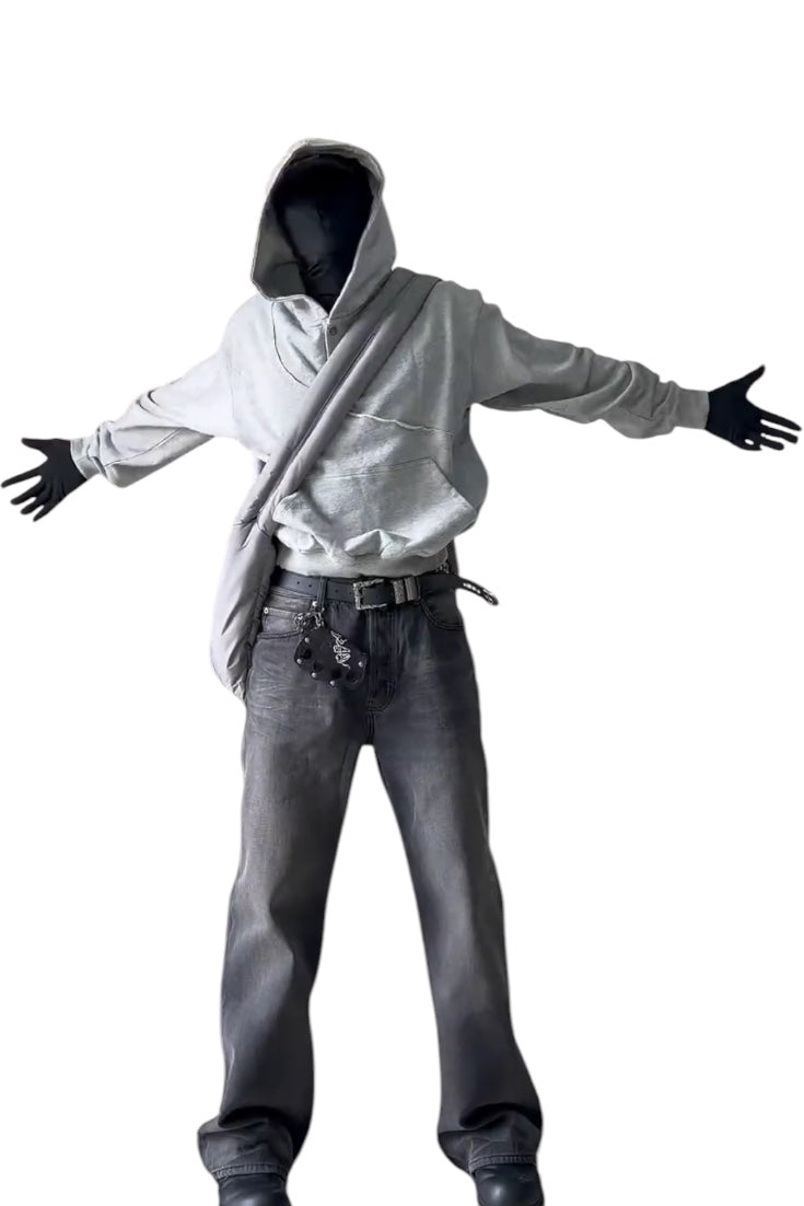 [FLAT ROOM] ASYMMETRIC BUTTON-UP HOODED SWEATSHIRT S0211