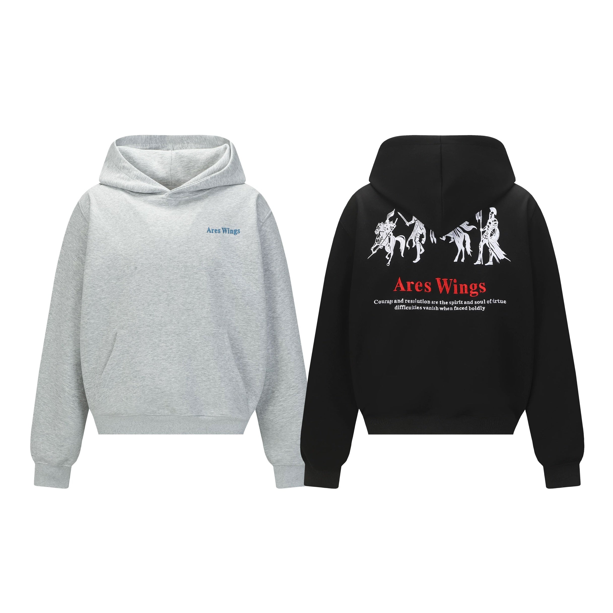 Men’s Embroidered Warhorse Hoodie – American Retro Street Pullover Sweatshirt S0046